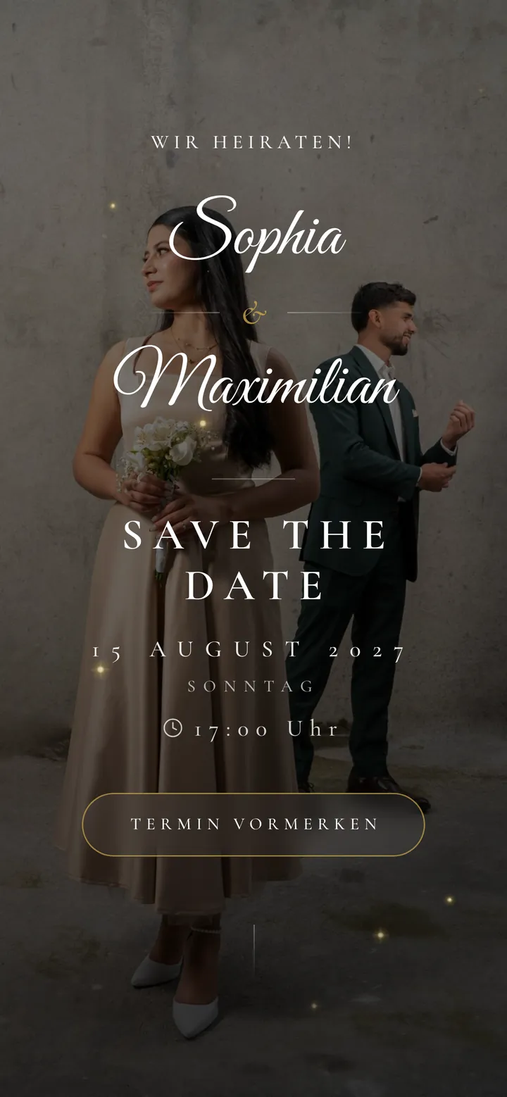 Digitale Save-the-Date-Karte auf dem Handy – Design Elegance