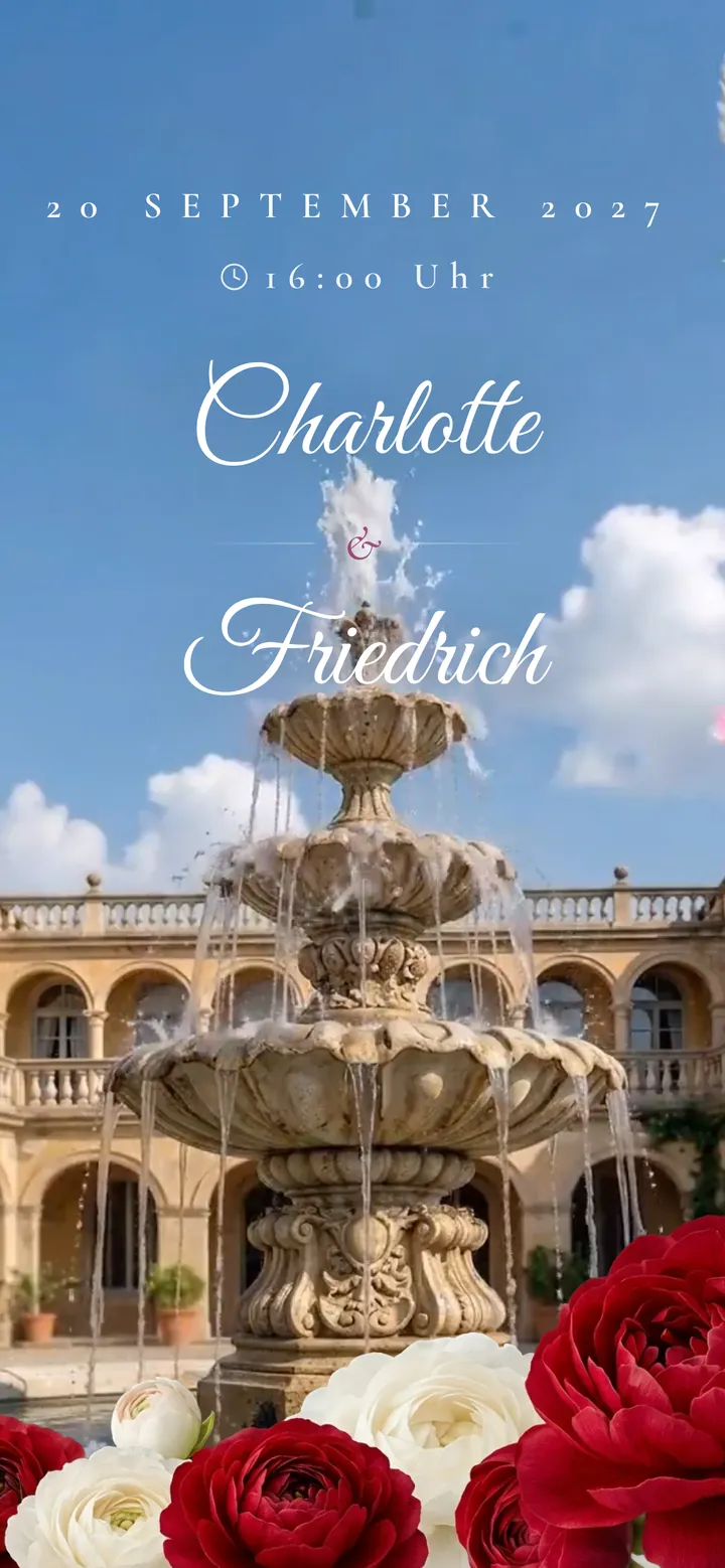 Royal Garden – digitale Einladungskarte – die Karte hinter dem Umschlag